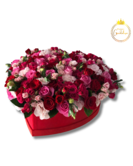 Box of Roses and Mixed Flowers in the Shape of a Heart