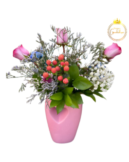 Romantic Flower Arrangement in Pink Vase