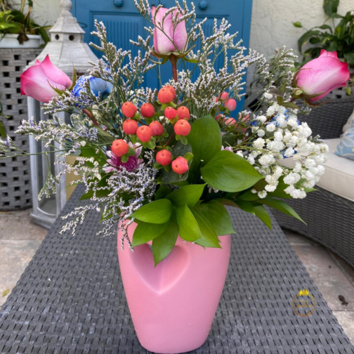 Romantic Flower Arrangement in Pink Vase