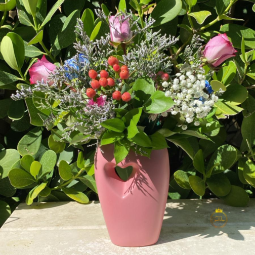 Romantic Flower Arrangement in Pink Vase