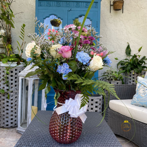 Floral Arrangement with Roses and Carnations