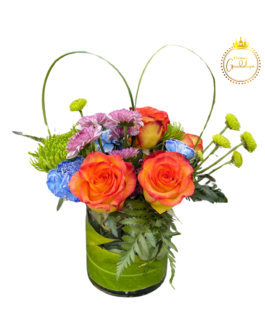 Vibrant Flower Arrangement in Crystal Vase